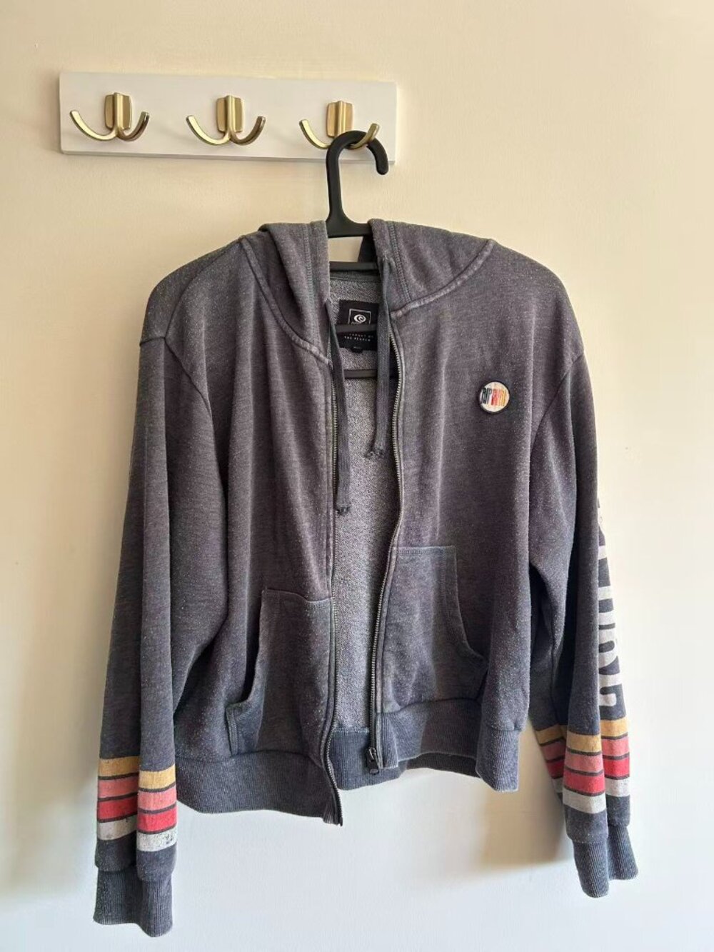 Rip Curl The Search Zip Up Hoodie Gray XS Y2K Surf